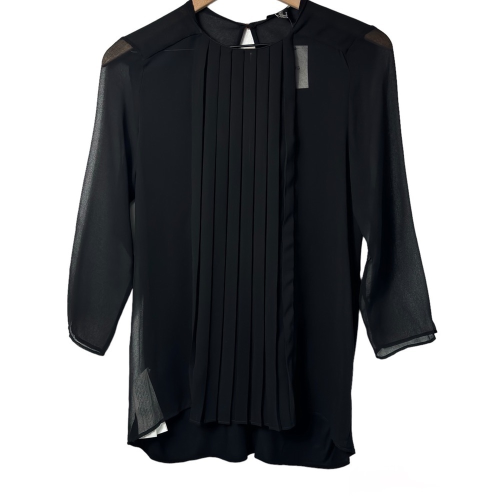 MNG BY MANGO BLACK LONG SLEEVE WOMEN BLOUSE SIZE SMALL TOP BRAND NEW WITH TAGS